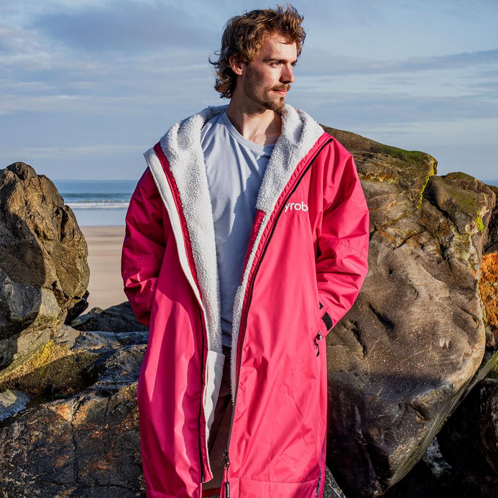 dryrobe Advance Long Sleeve Changing Robe - Pink / Light Grey Extra Image 6